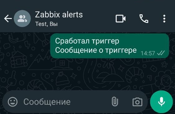 Message from Zabbix in WhatsApp