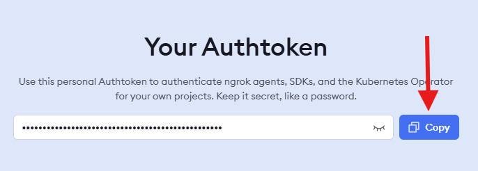 Скопируйте токен